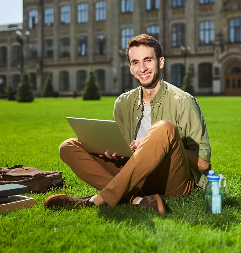 Students studying together on campus
